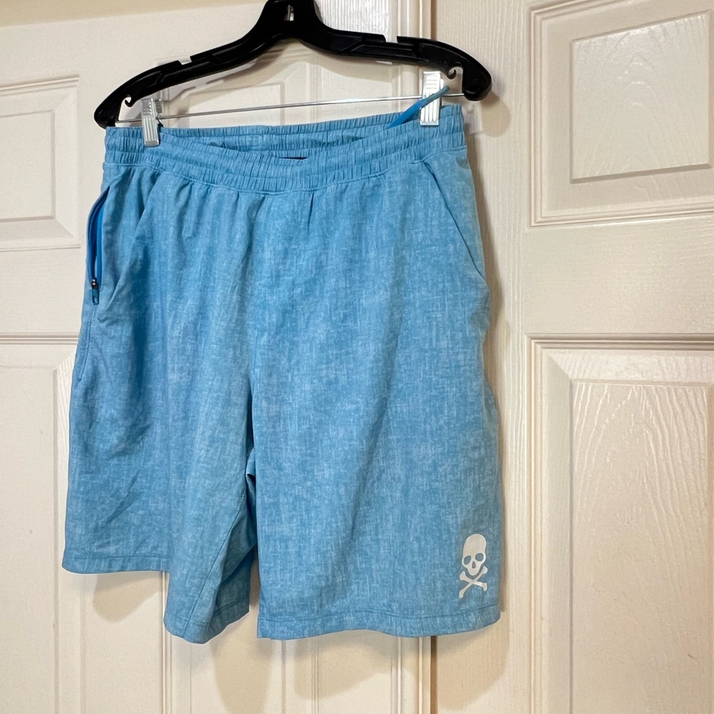 lululemon Pace Breaker Short 9" Sunbleached Blue sz large customized skull patch